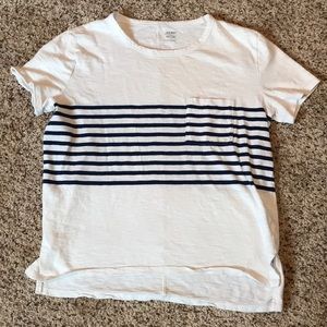 blue + white strip tee shirt